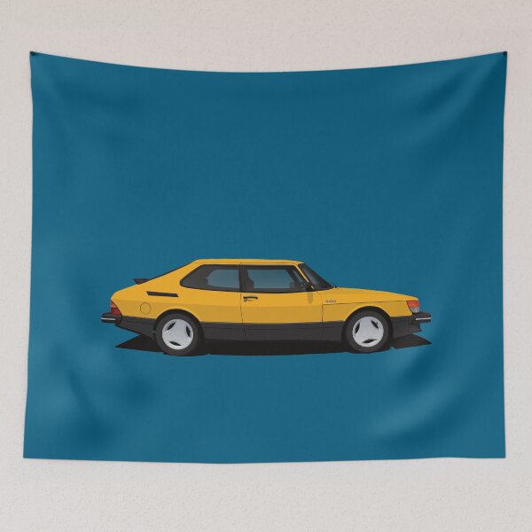 Item preview, Saab 900 Turbo Aero - yellow - illustration designed and sold by knappidesign.