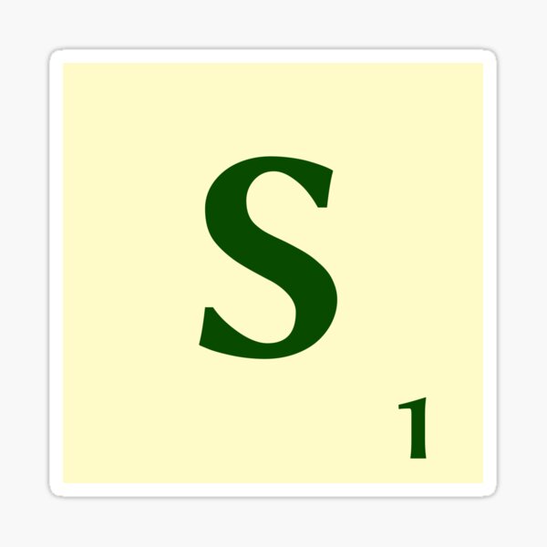 Ficha de Scrabble de la S de 1 punto Pegatina