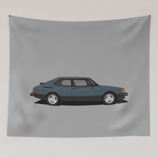 Item preview, Saab 900 Turbo Aero - blue-grey - illustration designed and sold by knappidesign.