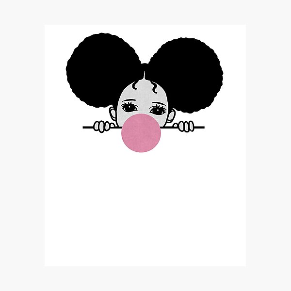 Cute Afro Girl Popping Gum Black Girl Magic Photographic Print By