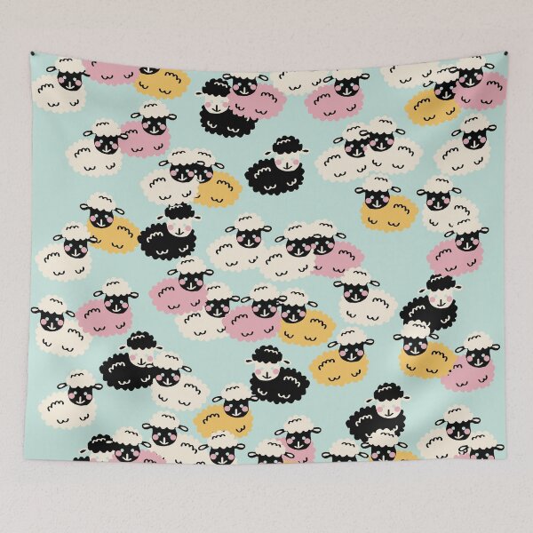 Item preview, Cute Sheep on blue Background designed and sold by kapotka.