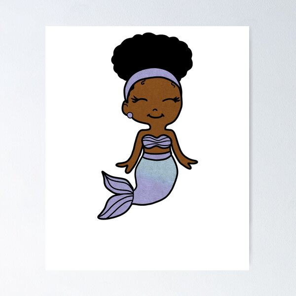 Item preview, Cute Afro Girl Black Mermaid designed and sold by Logiamerch.