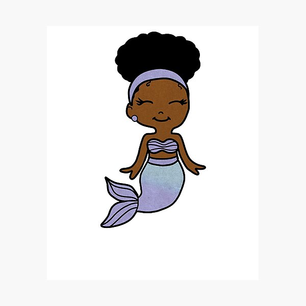 Item preview, Cute Afro Girl Black Mermaid designed and sold by Logiamerch.