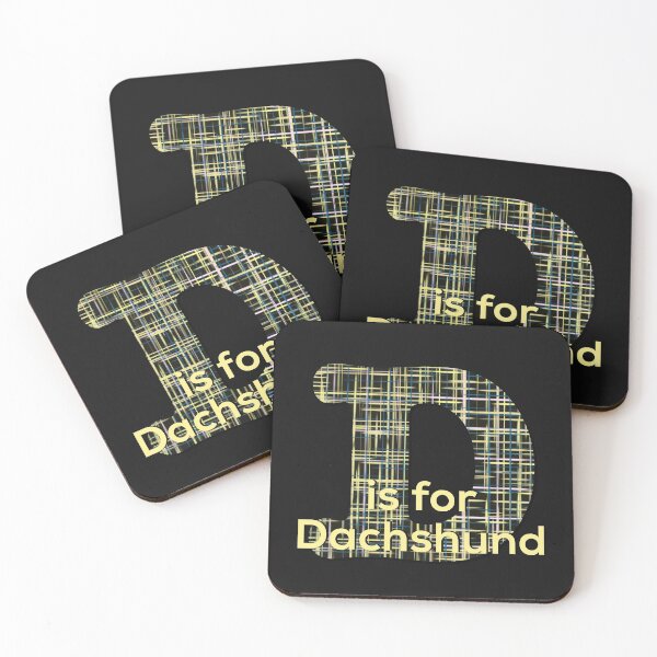 Item preview, D is for Dachshund  Alphabet Black Grid Monogram designed and sold by AMSonArt.