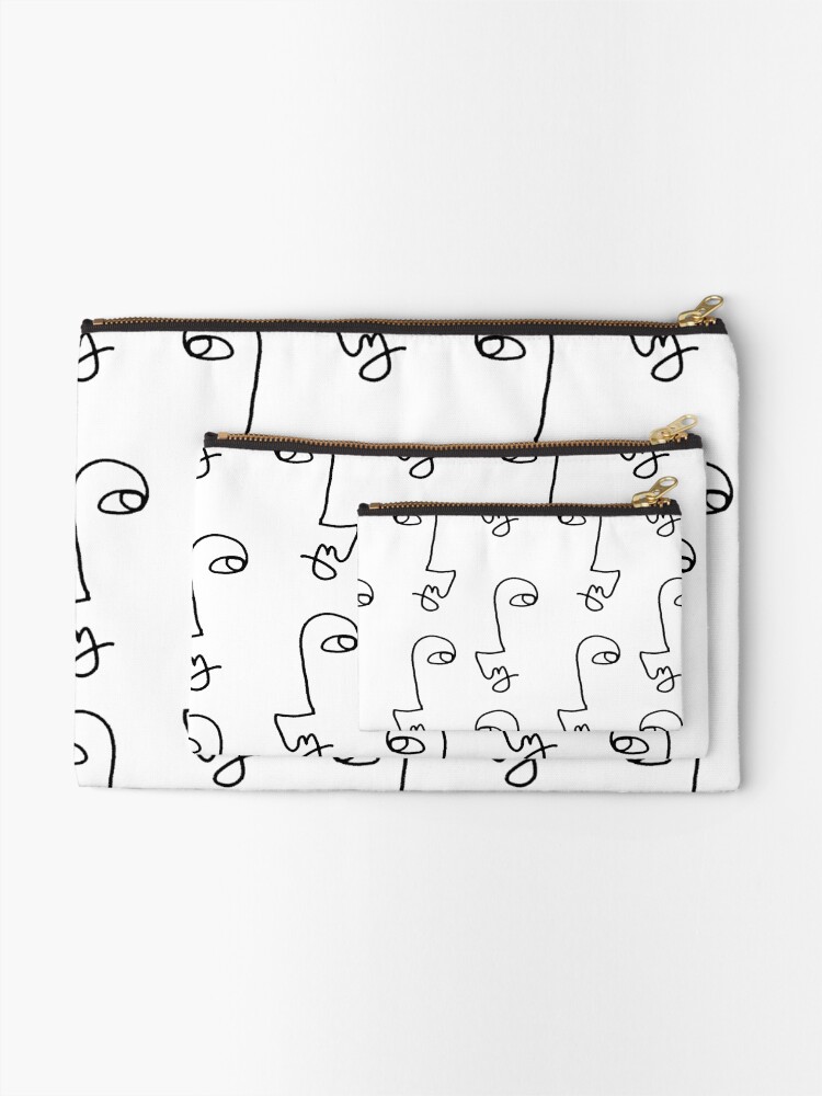 Thumbnail 2 of 4, Zipper Pouch, Minimalist Abstract Faces Pattern designed and sold by cadinera.