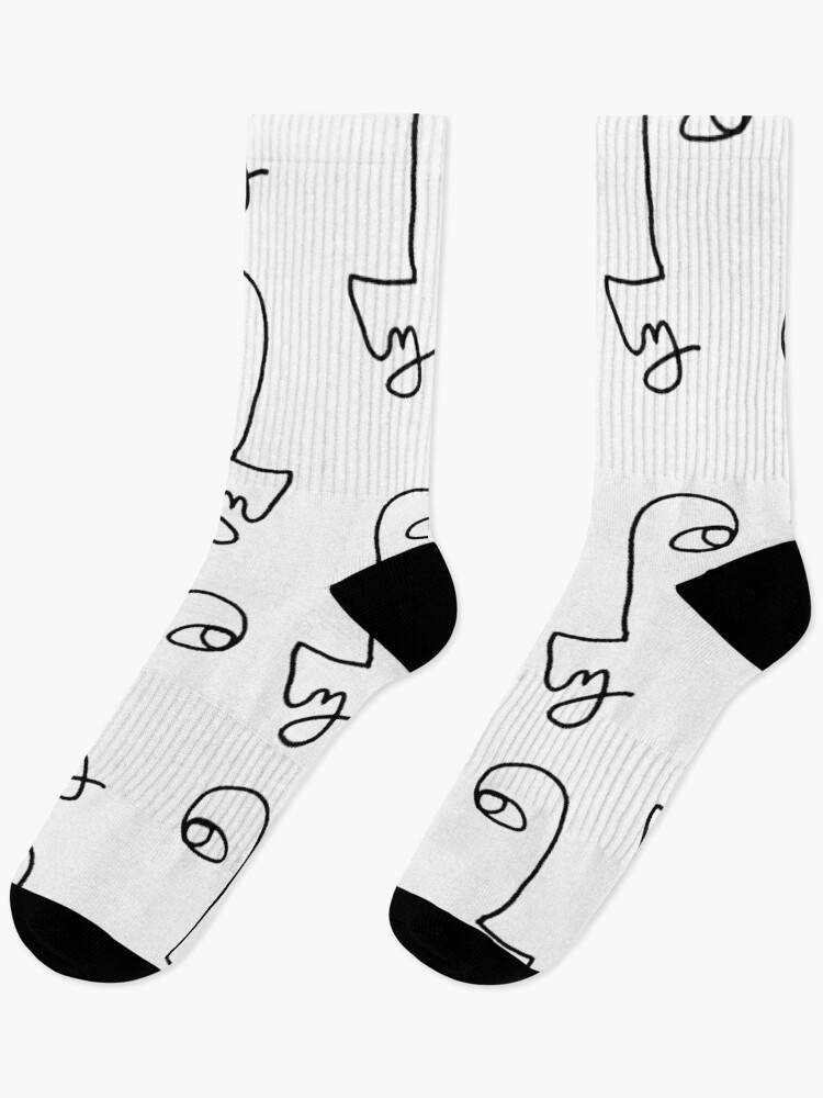 Thumbnail 1 of 5, Socks, Minimalist Abstract Faces Pattern designed and sold by cadinera.
