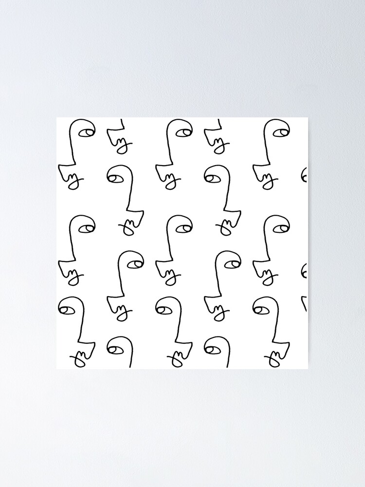 Thumbnail 1 of 3, Poster, Minimalist Abstract Faces Pattern designed and sold by cadinera.