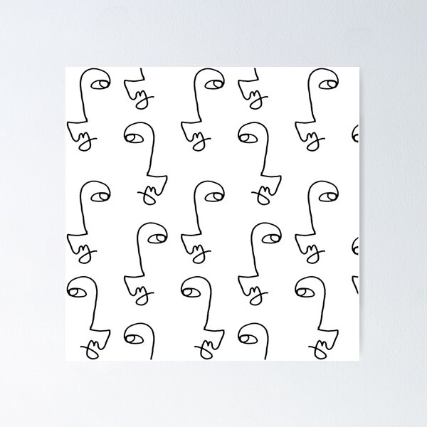 Item preview, Minimalist Abstract Faces Pattern designed and sold by cadinera.