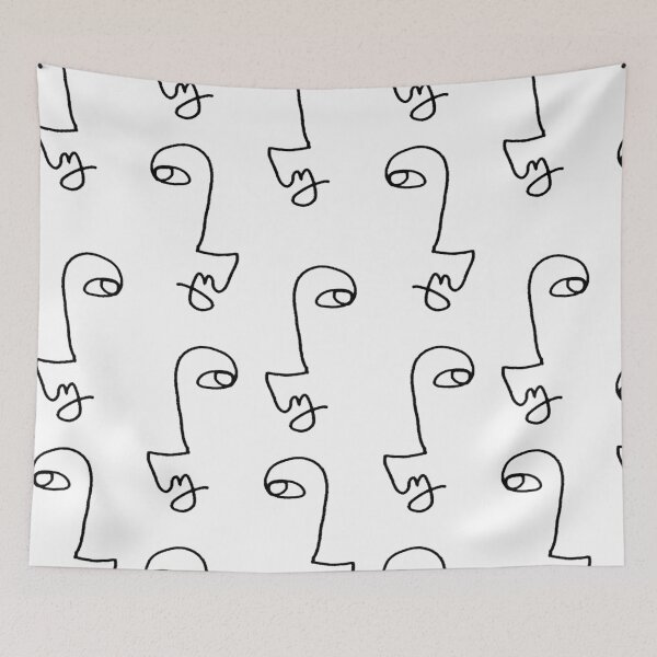 Item preview, Minimalist Abstract Faces Pattern designed and sold by cadinera.