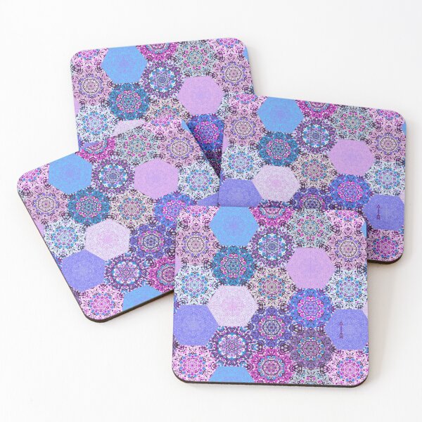 Item preview, patchwork Boho kaleidoscope mosaic ethno Honeycomb hexagon tessellation designed and sold by anzhelikamilisa.