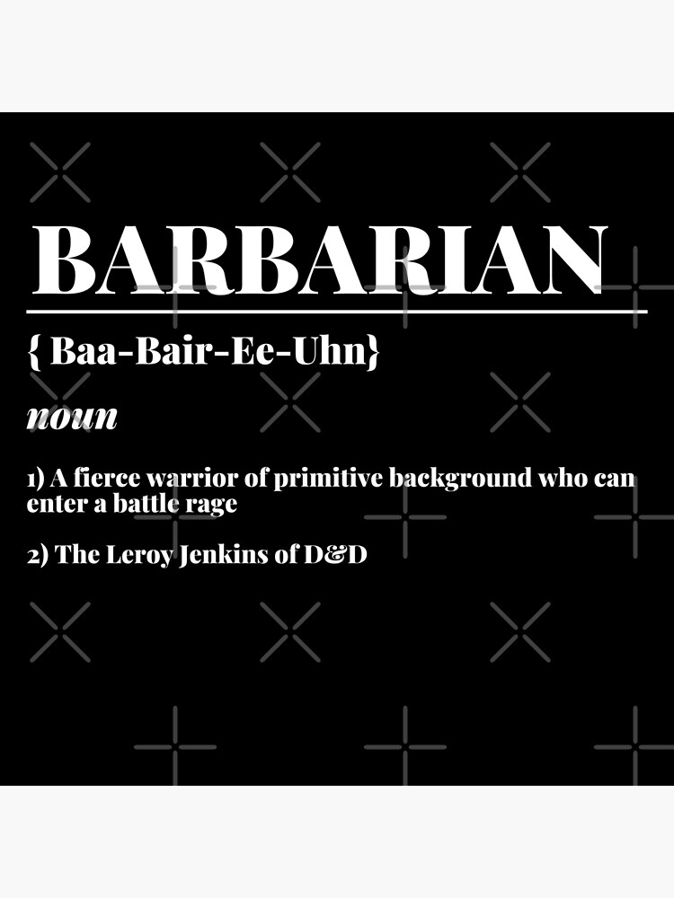 "DnD Barbarian Definition Class Print" Art Print for Sale by