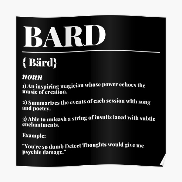 "DnD Bard Definition Class " Poster by ToplineDesigns Redbubble