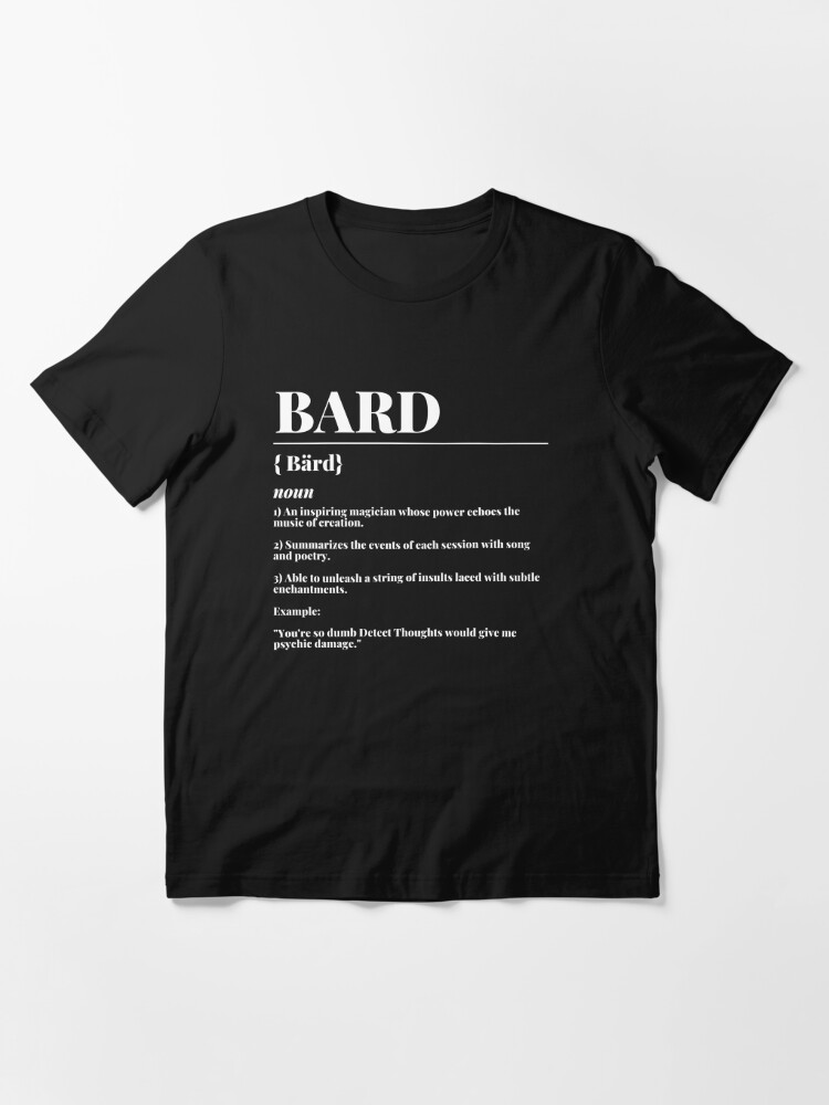 Dnd Bard Definition Class T Shirt For Sale By Toplinedesigns Redbubble Dnd T Shirts 