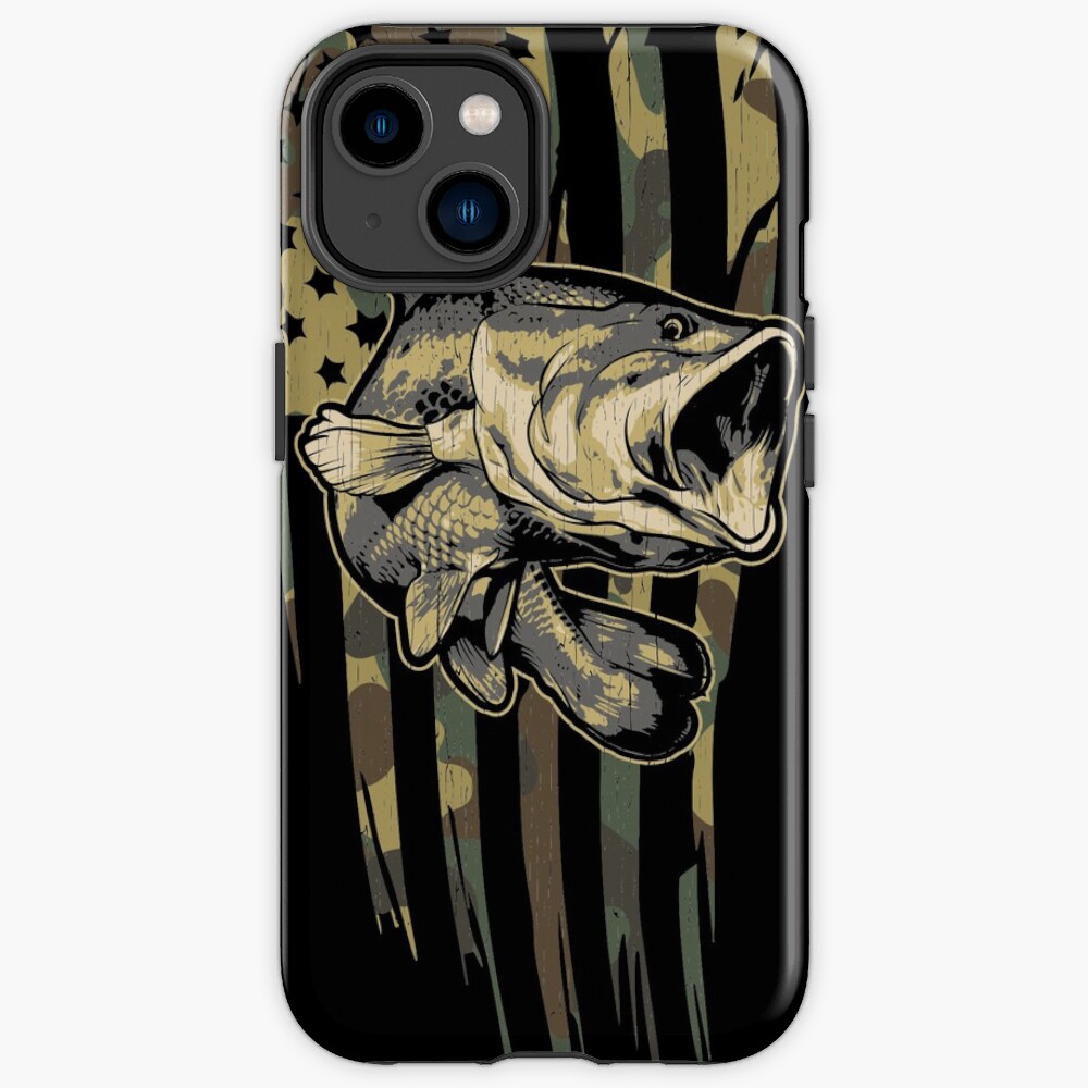 Camo US Flag Bass Fishing iPhone Case