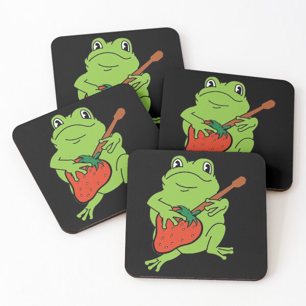 Item preview, Cute Vintage Cottagecore Frog Playing Strawberry Guitar Pun designed and sold by funnytshirtemp.