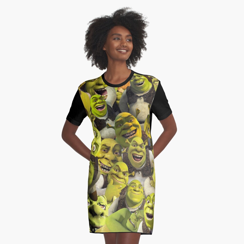 Shrek Collage Graphic T-Shirt Dress