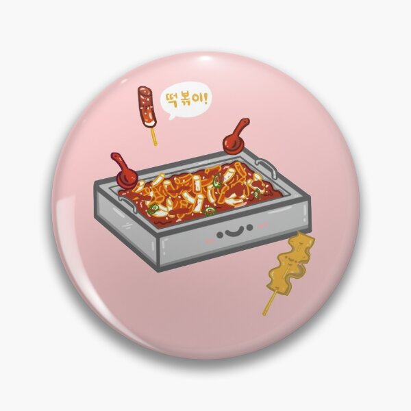 Item preview, Kawaii korea street food spicy rice cake 떡볶이 with odeng (fish cake) design sticker designed and sold by Marie-c-doodles.
