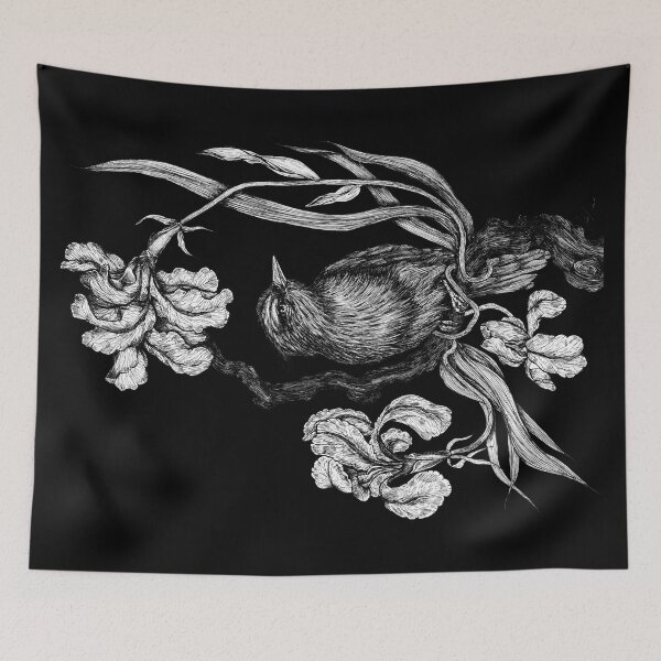 Item preview, Cute bird and iris flowers plant designed and sold by Susanne Margarete Lutz.