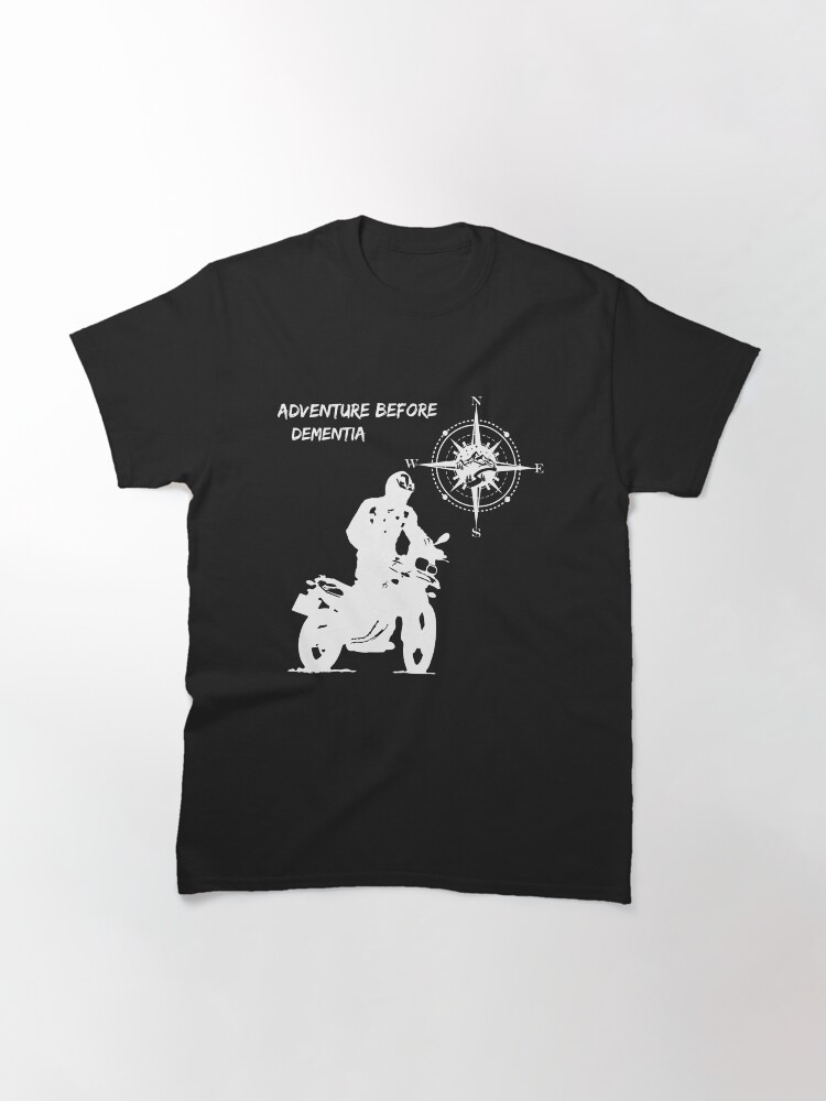 Thumbnail 3 of 7, Classic T-Shirt, Adventure Before Dementia 700 GS Motorcycle Funny Mountain designed and sold by Vrabis.
