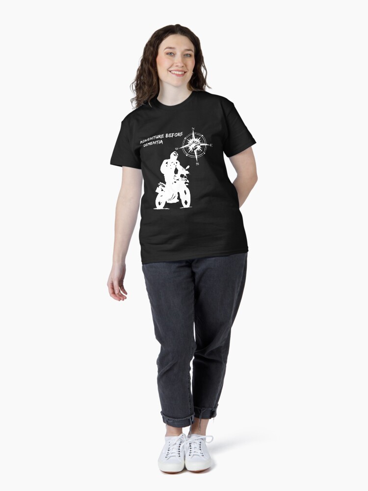 Thumbnail 4 of 7, Classic T-Shirt, Adventure Before Dementia 700 GS Motorcycle Funny Mountain designed and sold by Vrabis.