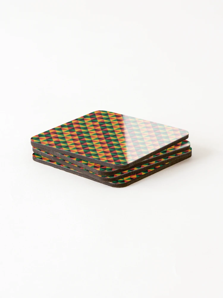 Thumbnail 4 of 5, Coasters (Set of 4), Geometric Triangle Pattern (Rasta Colours) designed and sold by John Uttley.