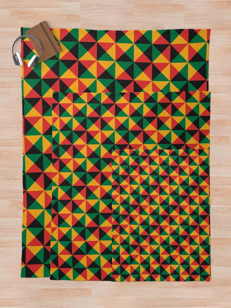 Thumbnail 5 of 6, Throw Blanket, Geometric Triangle Pattern (Rasta Colours) designed and sold by John Uttley.