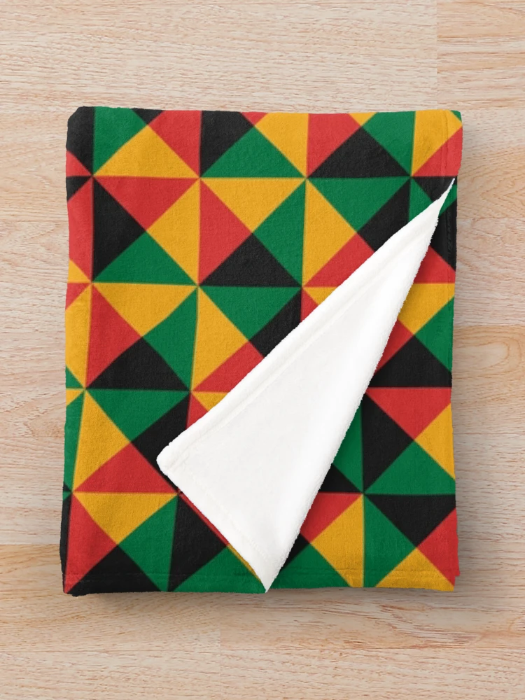 Thumbnail 3 of 6, Throw Blanket, Geometric Triangle Pattern (Rasta Colours) designed and sold by John Uttley.