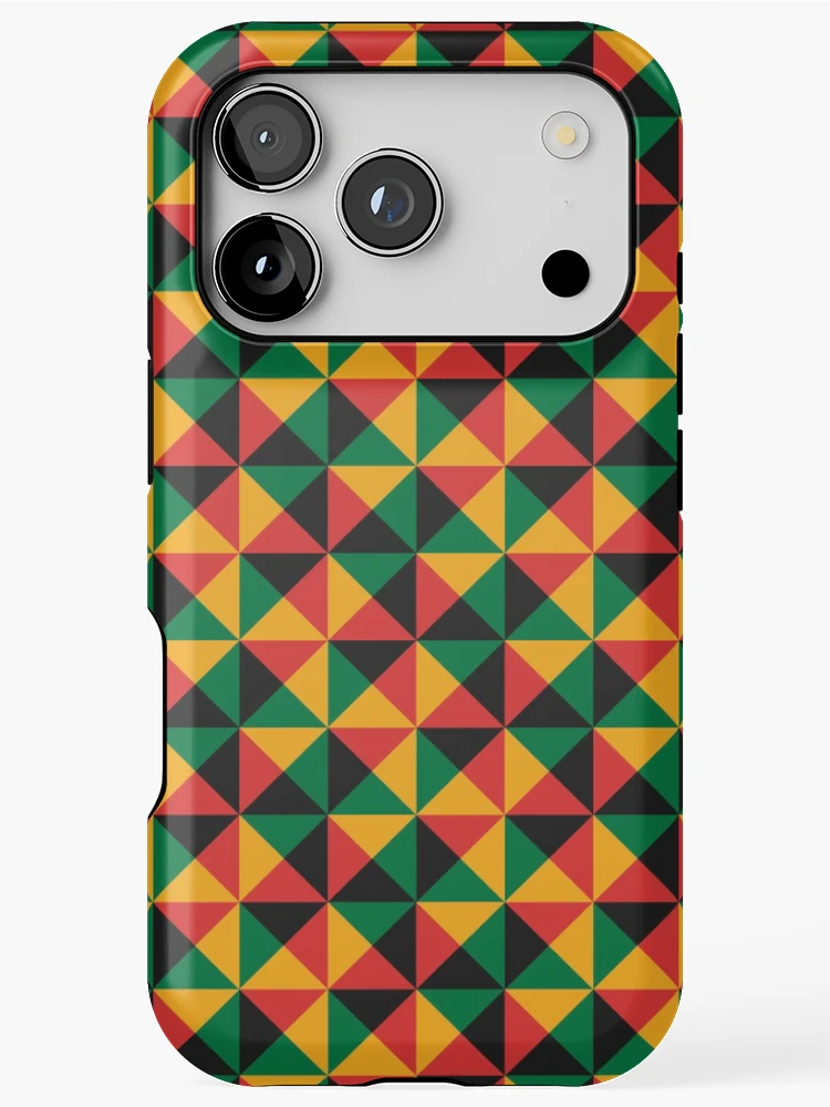 Thumbnail 1 of 4, iPhone Case, Geometric Triangle Pattern (Rasta Colours) designed and sold by John Uttley.