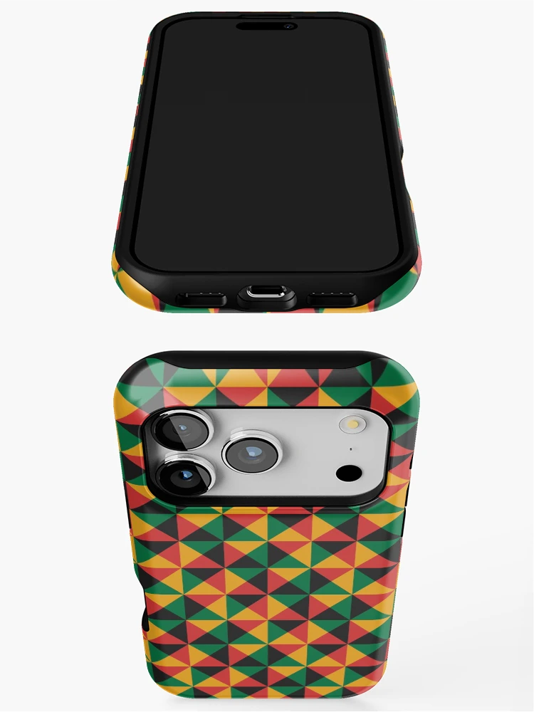 Thumbnail 3 of 4, iPhone Case, Geometric Triangle Pattern (Rasta Colours) designed and sold by John Uttley.