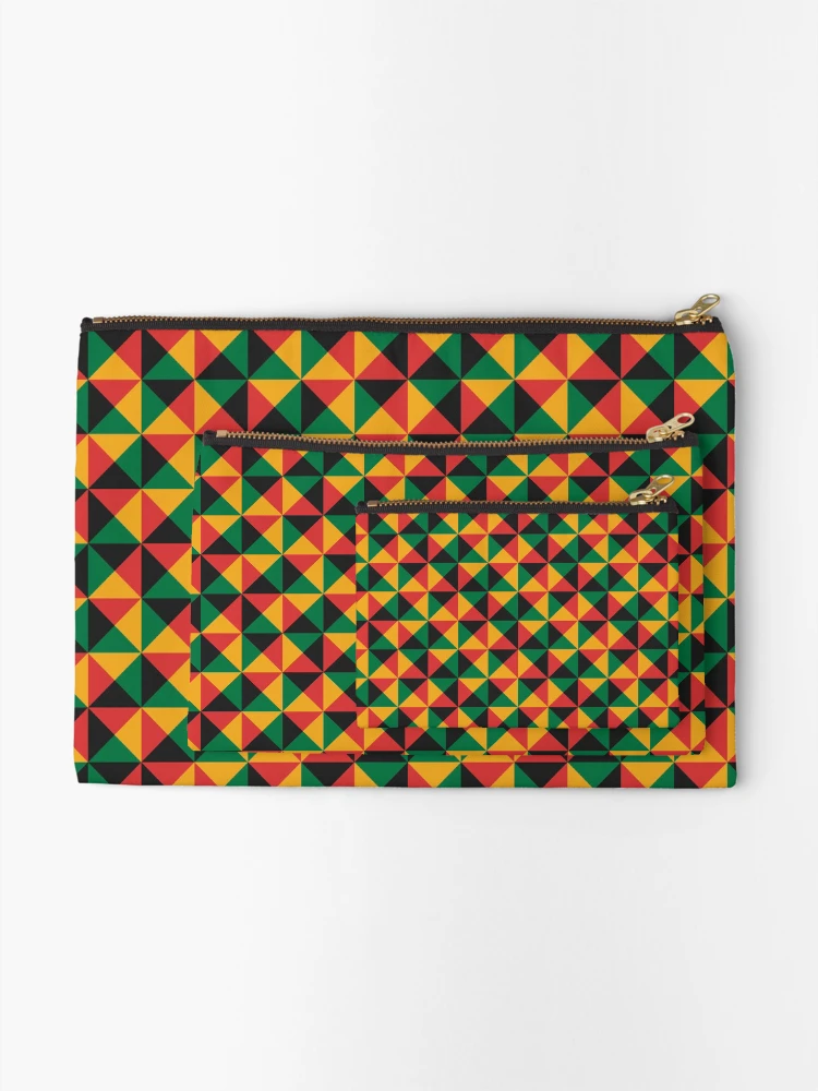 Thumbnail 2 of 4, Zipper Pouch, Geometric Triangle Pattern (Rasta Colours) designed and sold by John Uttley.