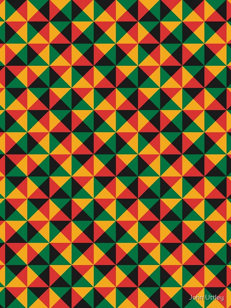 Thumbnail 3 of 3, Scarf, Geometric Triangle Pattern (Rasta Colours) designed and sold by John Uttley.