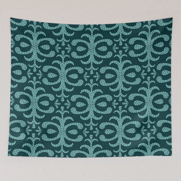 Item preview, Minnow Damask // Teal designed and sold by The Wellington Boot.