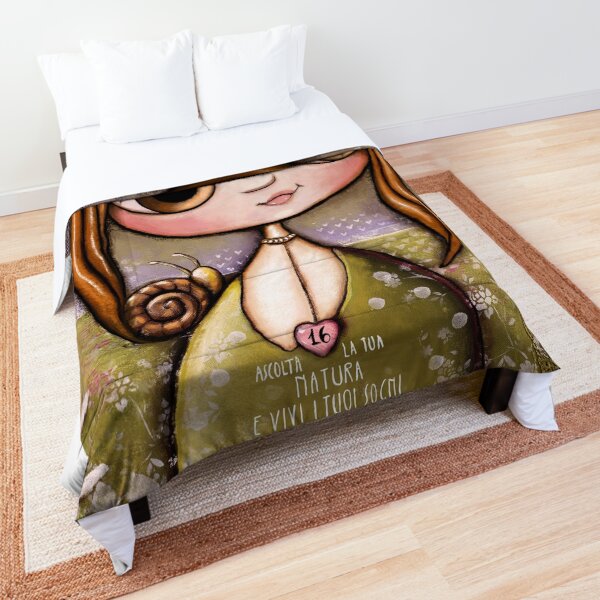 The child with snail and bee in the garden Comforter