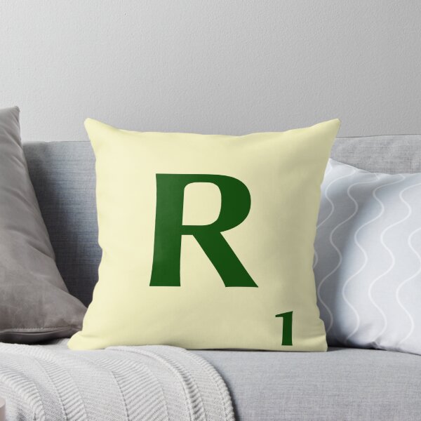 Ficha de Scrabble de la R de 1 punto Cojín