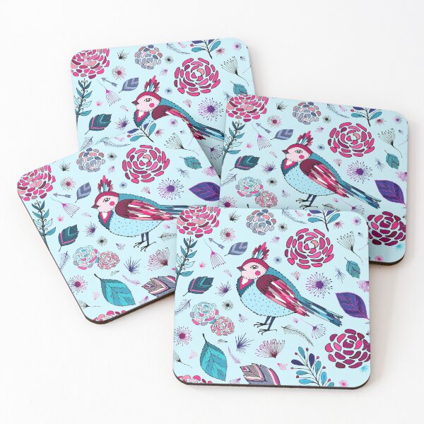Item preview, roses parrot bird dandelion flowers summer floral print designed and sold by anzhelikamilisa.