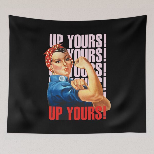 Item preview, Up Yours - Rosie  The Riveter - Girl Power Retro Design Black designed and sold by crazycollective.