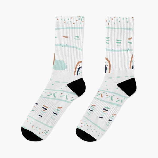 Item preview, Blue, green, brown lines on white background and rainbow designed and sold by essskina.