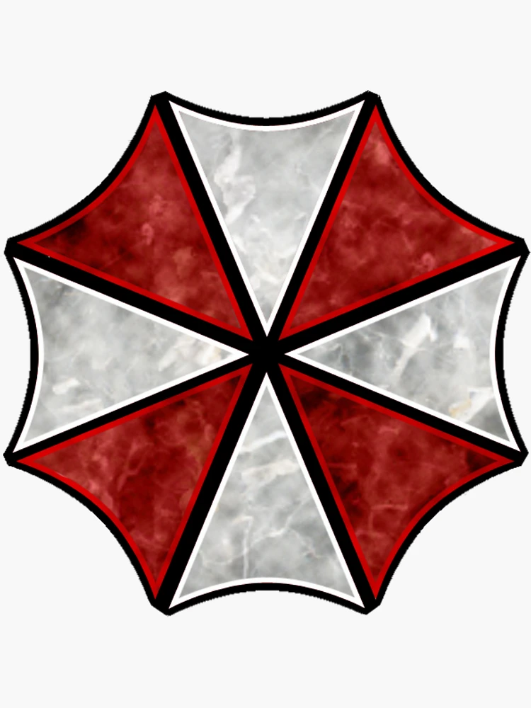 Asiatic Artisan - Property Biohazard Umbrella Resident Evil T-Virus STARS  Zombie Red and White Color Scheme Corporation Sticker