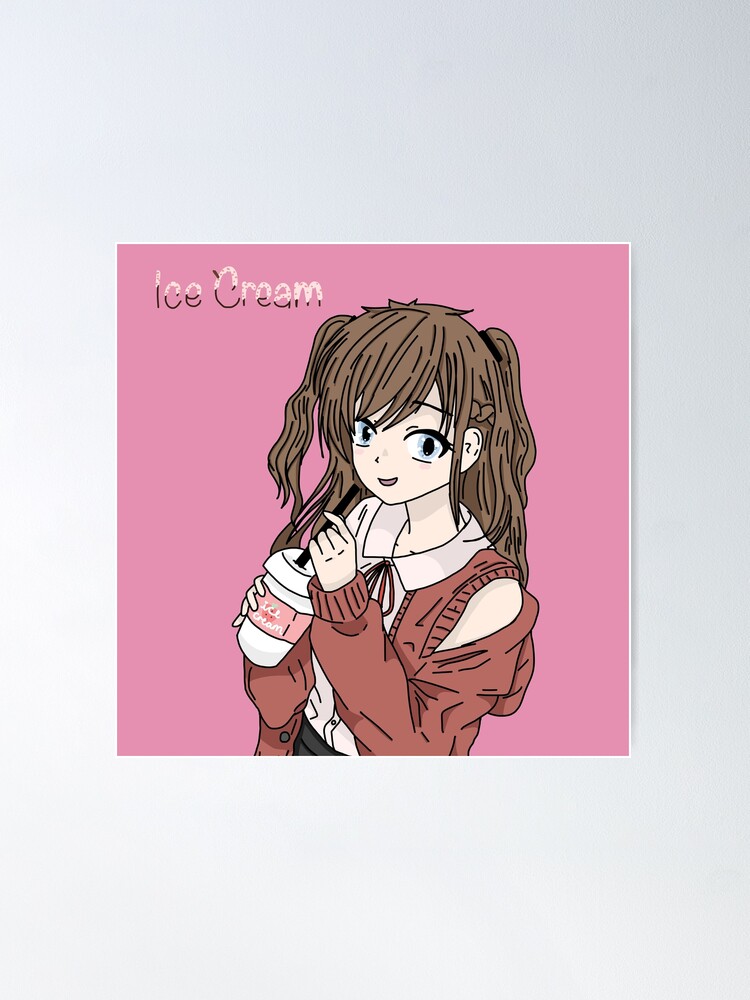 Anime Girl with Ice Cream Cup | Poster