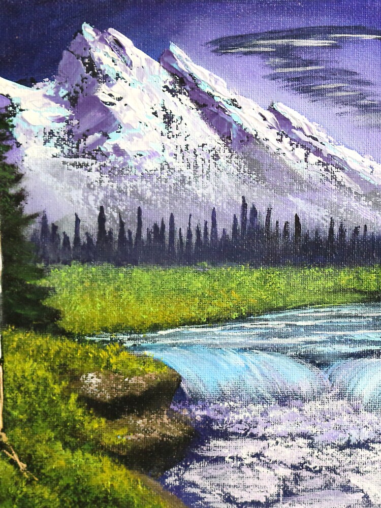 Bob Ross Inspired Landscape - Mountain Art Art Board Print for Sale by  Kitslam Art