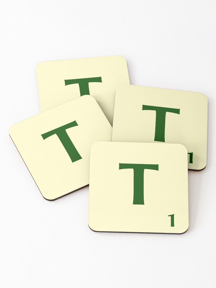 Imagen 1 de 5, Posavasos (lote de 4) con la obra Ficha de Scrabble de la T de 1 punto, diseñada y vendida por fgrdisseny.