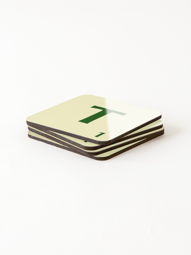 Imagen 4 de 5, Posavasos (lote de 4) con la obra Ficha de Scrabble de la T de 1 punto, diseñada y vendida por fgrdisseny.
