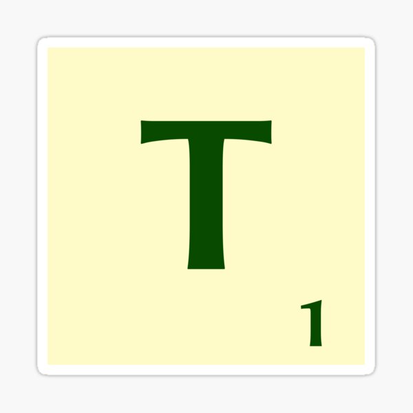 Vista previa del artículo con la obra «Ficha de Scrabble de la T de 1 punto», diseñado y vendido por fgrdisseny.