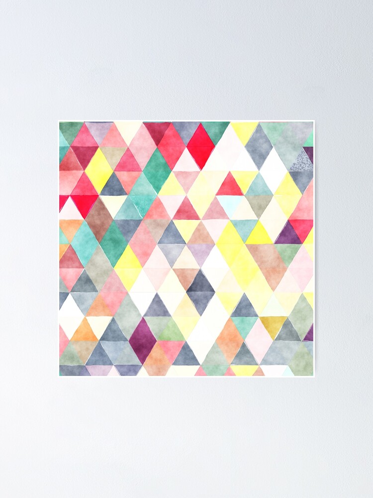 Thumbnail 1 of 3, Poster, Seamless digital triangles  designed and sold by starnish.
