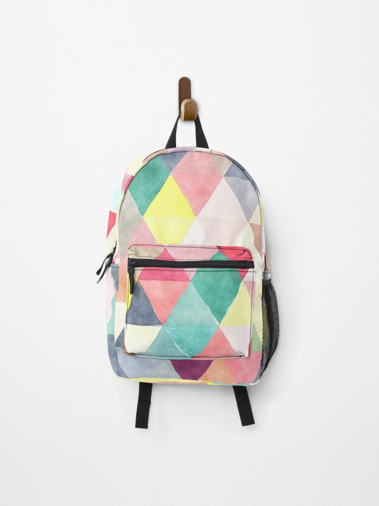 Thumbnail 1 of 3, Backpack, Seamless digital triangles designed and sold by starnish.