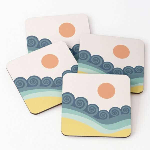 Item preview, Retro blue ocean waves designed and sold by BattaAnastasia.