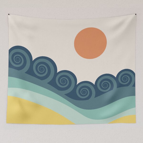 Item preview, Retro blue ocean waves designed and sold by BattaAnastasia.