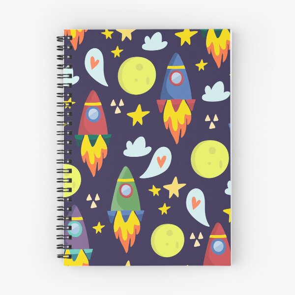 Item preview, Rockets in Outer Space blast off among the moon and stars designed and sold by PeppermintCreek.