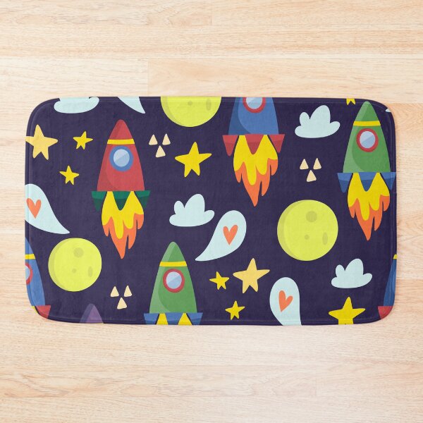 Item preview, Rockets in Outer Space blast off among the moon and stars designed and sold by PeppermintCreek.