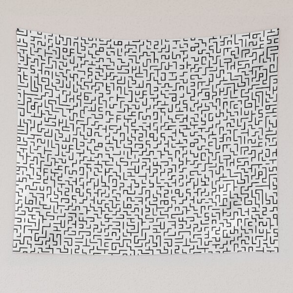Item preview, Dibujo de líneas geométricas en blanco y negro de un patrón de laberinto designed and sold by Farzad Designs.